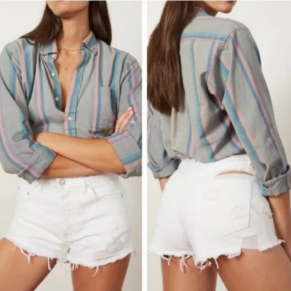 Boyish High Waist Distressed Denim Shorts in White - Picture 12 of 12